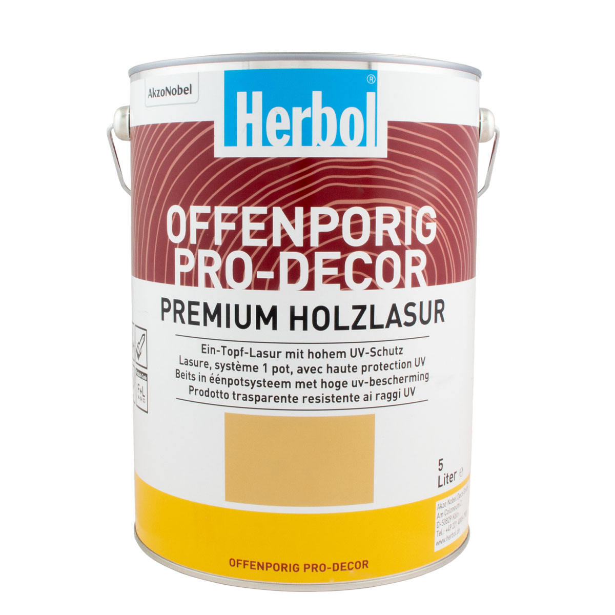 Herbol Offenporig Pro-Decor 5L 0301 weiß, seidenglänzende Holzlasur