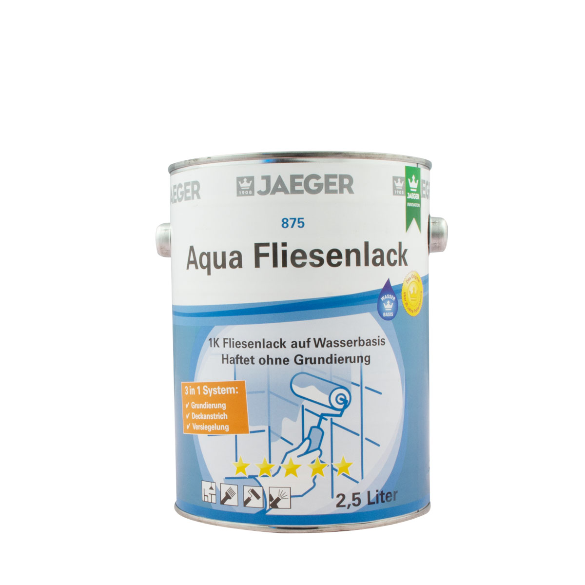Jaeger Aqua Fliesenlack 875 neve (weiss) 750ml, 3 in 1 System