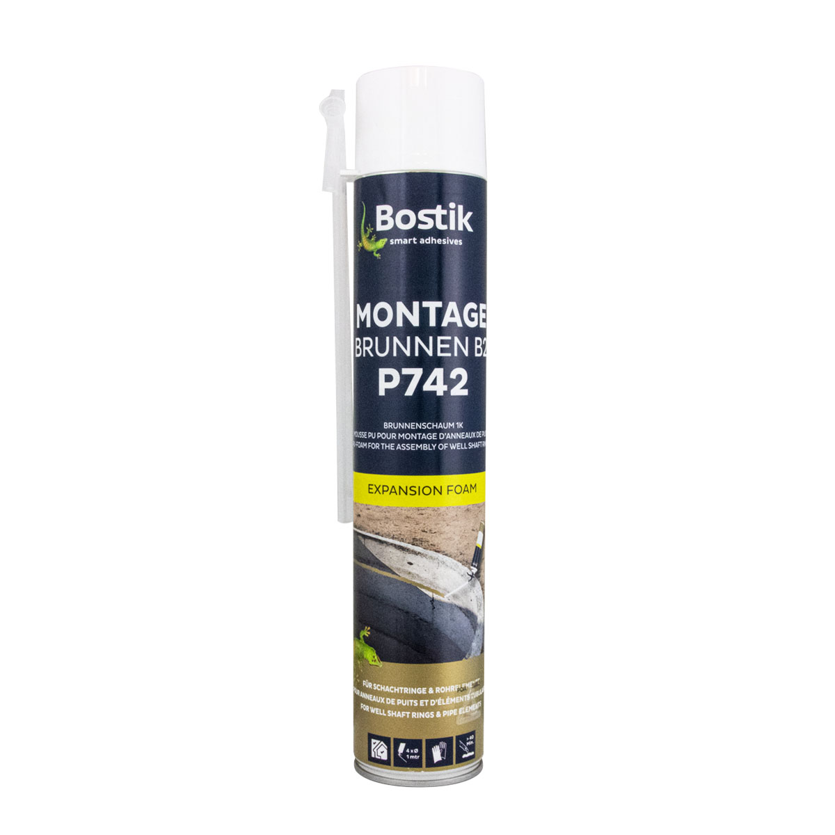 Bostik Montage Brunnen B2 P742 750ml, Brunnenschaum, Bauschaum, wasserdichter PU-Schaum