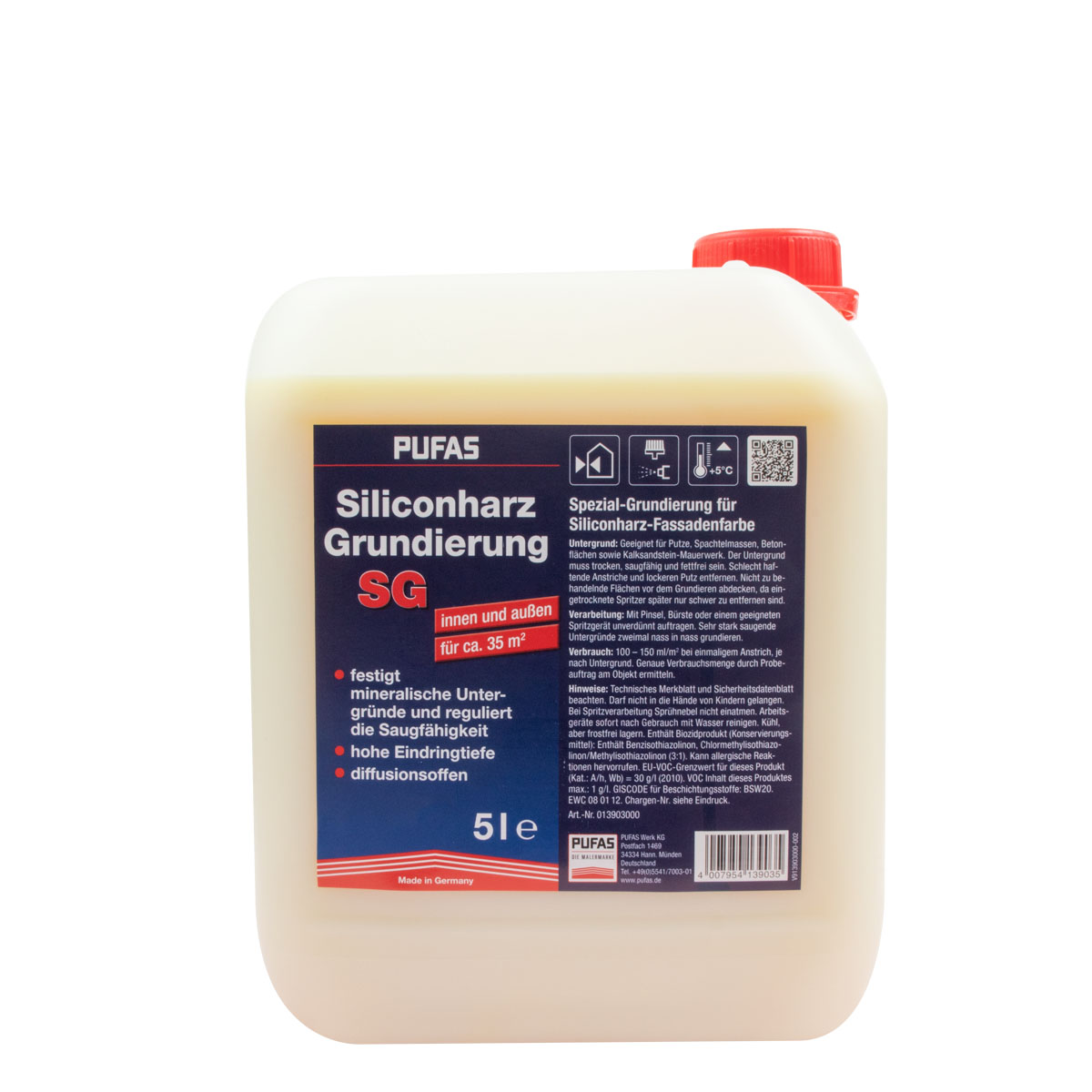 Pufas Siliconharz-Grundierung 5L SG, Grundierung, Tiefengrund