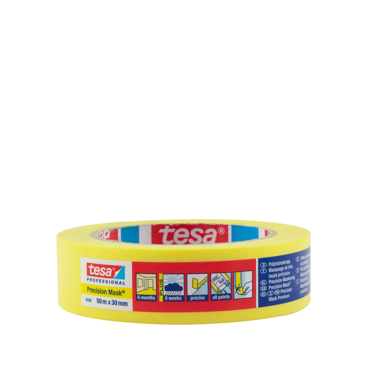 Tesa Professional 4334 Präzisionskrepp Plus, 19mmx50m Malerkrepp, Lackiererband