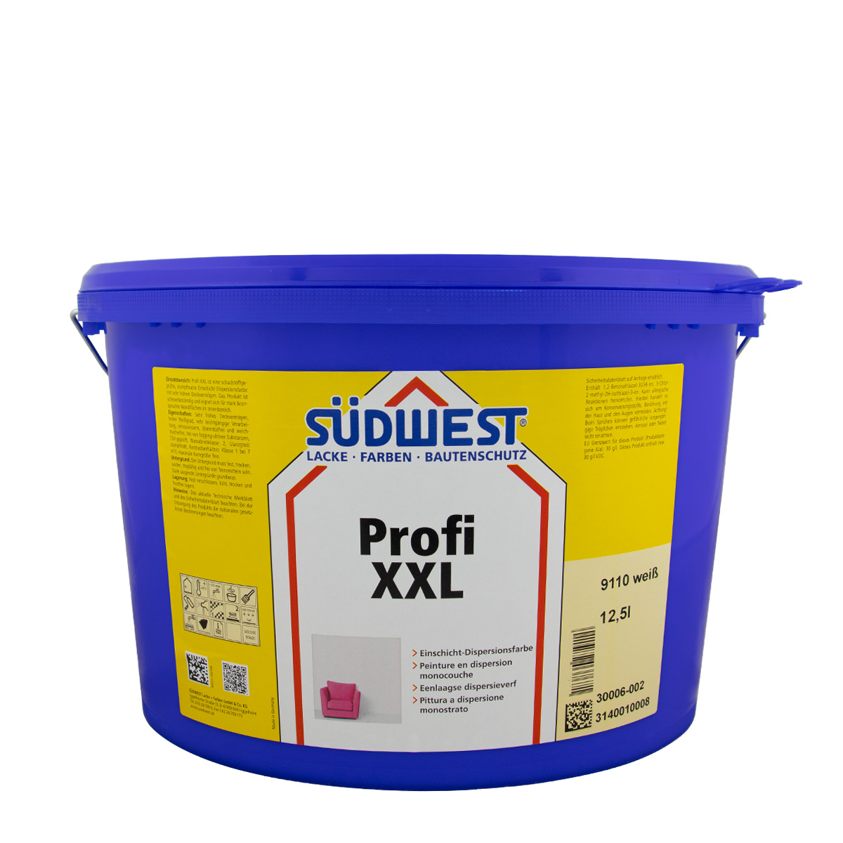 Südwest Profi XXL 5L weiß, hochdeckende Wandfarbe, Dispersionsfarbe