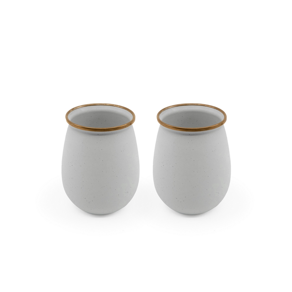 Becher Emaille 2-er Set / Eierschale