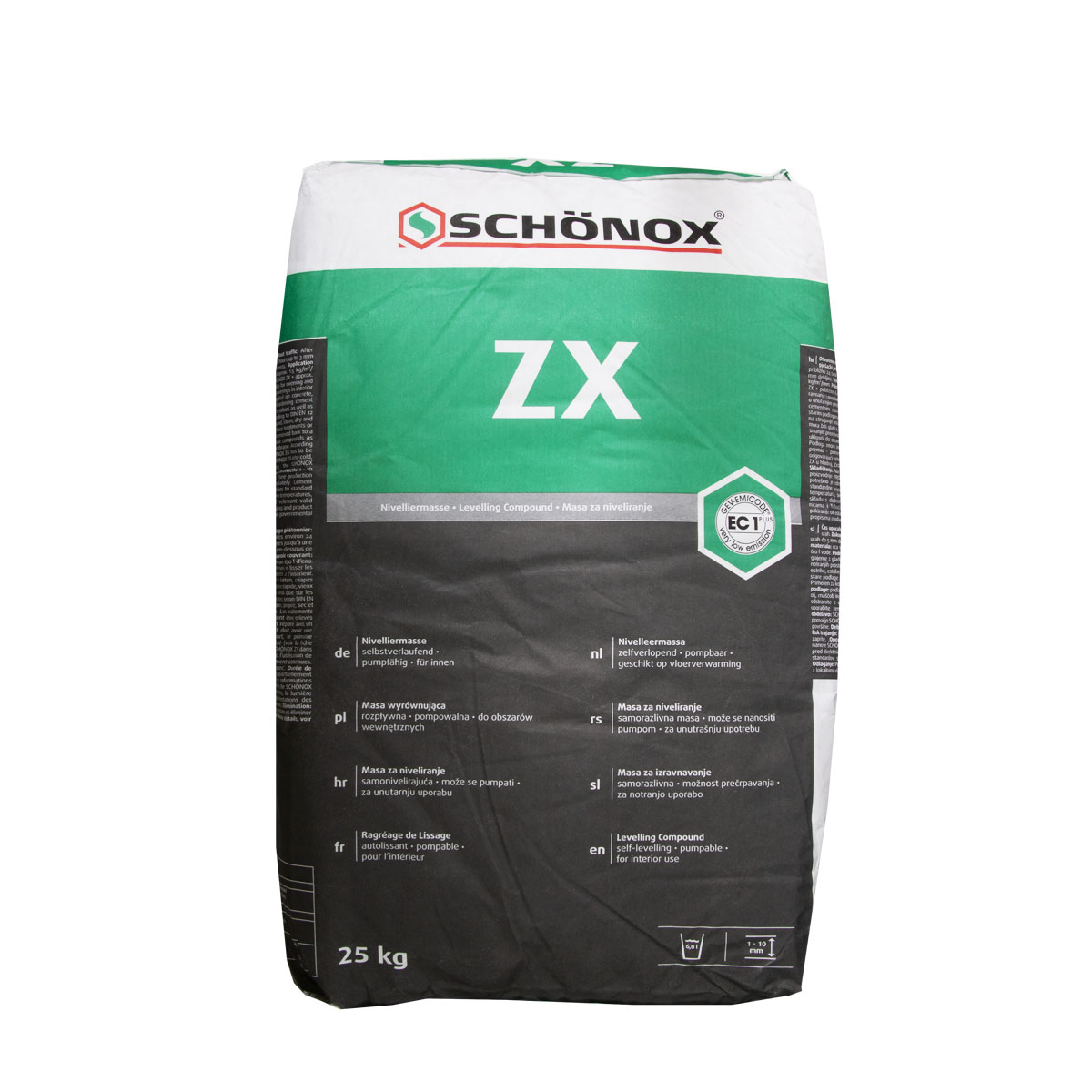 Schönox ZX 25Kg selbstverlaufende Glätt- und Nivelliermasse, Bodenspachtelmasse