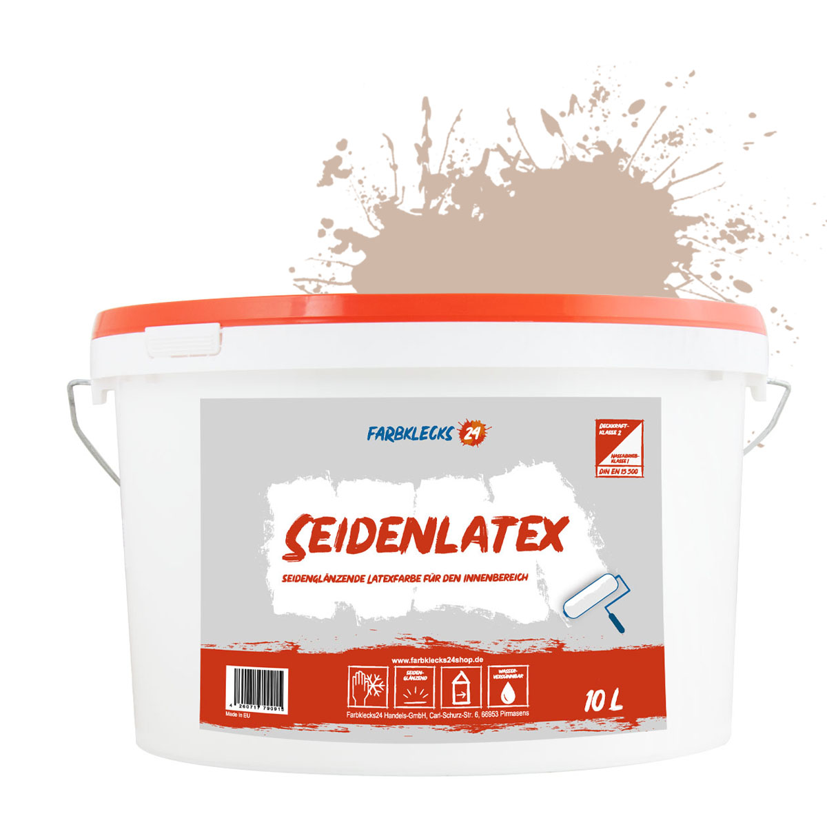 Farbklecks24 Seidenlatex Color 5L Braun 8-0 Innenfarbe, Seidenglänzend