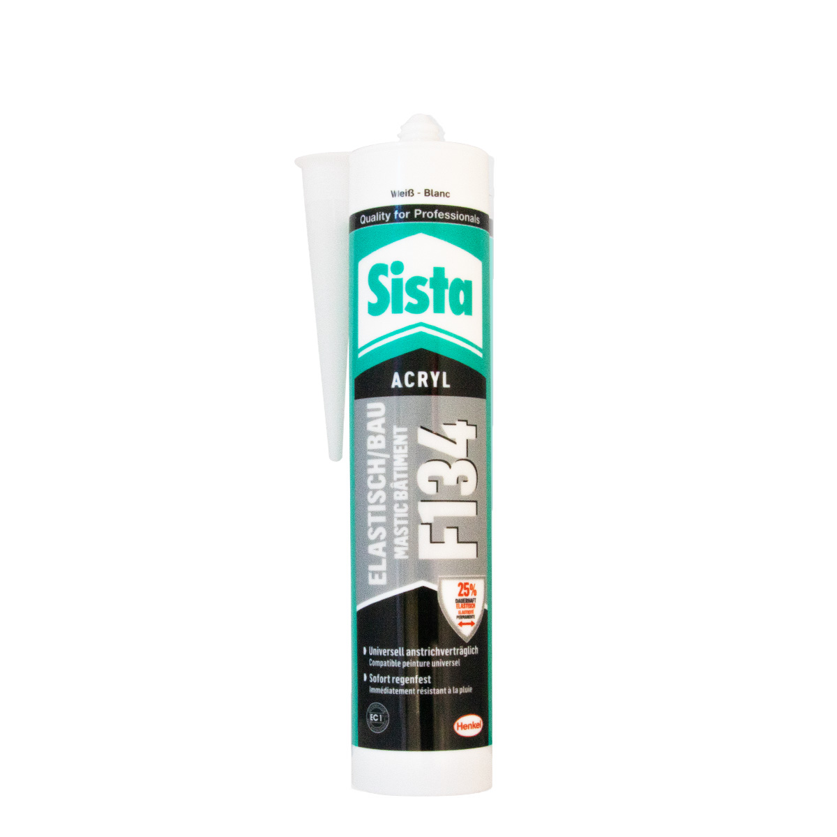 Sista F134 Acryl 300ml weiß Elastisch/Bau Acryldichtstoff, elastisches Maler Acryl, Fugendichtmasse