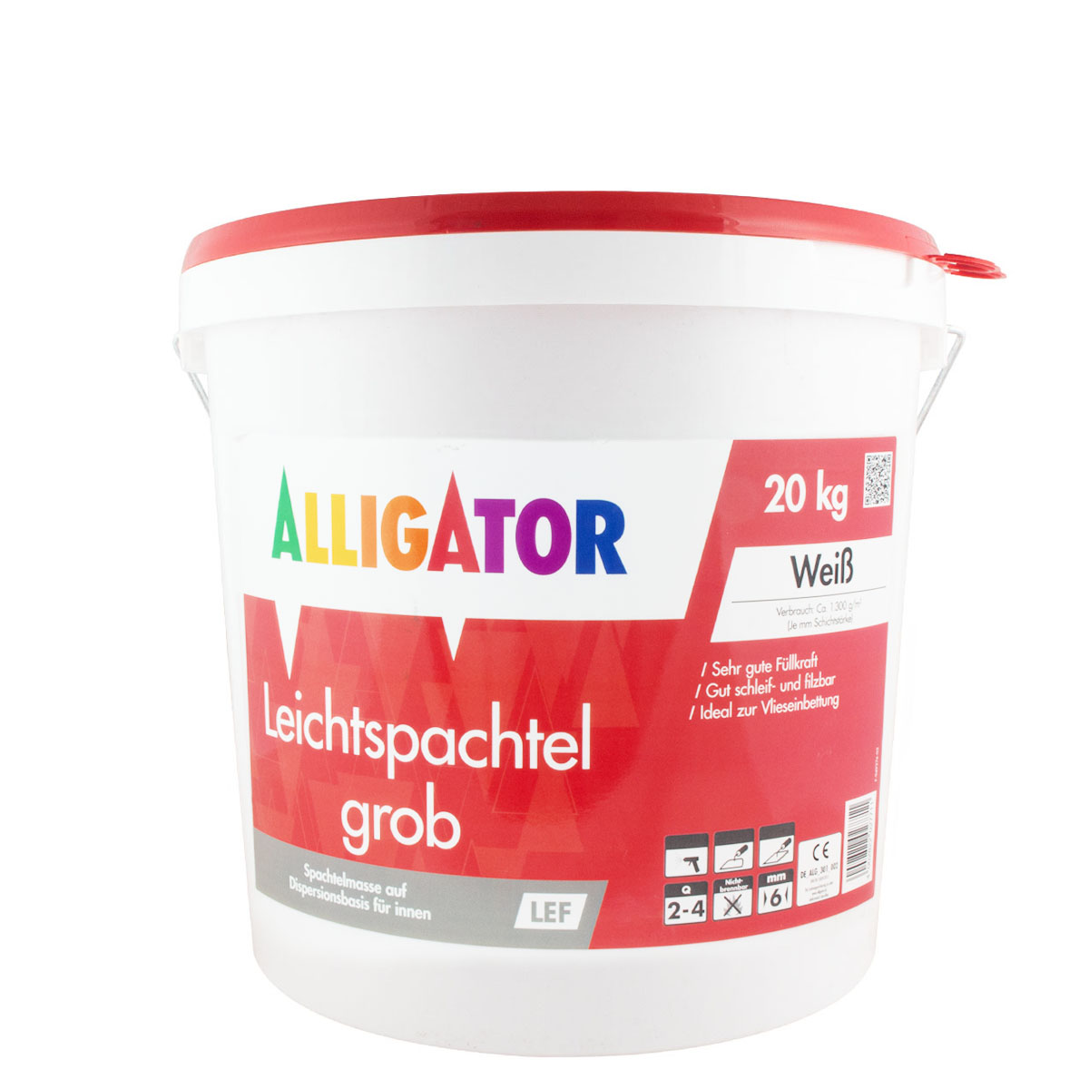 Alligator Leichtspachtel grob LEF 18kg Hobbock, Spachtelmasse, Airless-Spachtel