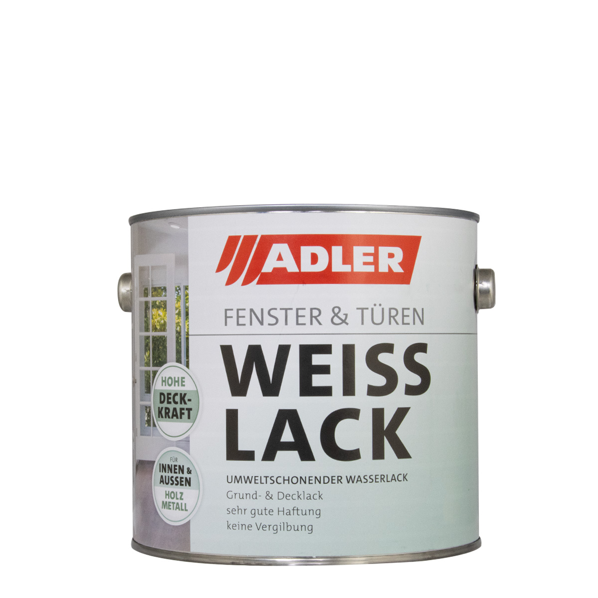 Adler Fenster- und Türenlack- Weißlack 750ml matt, Acryllack, 2in1 Lack für Innen und Außen