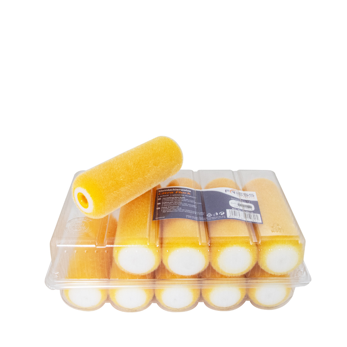 10x Friess Rollo-Flock Heizkörperwalze 10cm, #F6111892, beidseitig rund, Lackierwalze