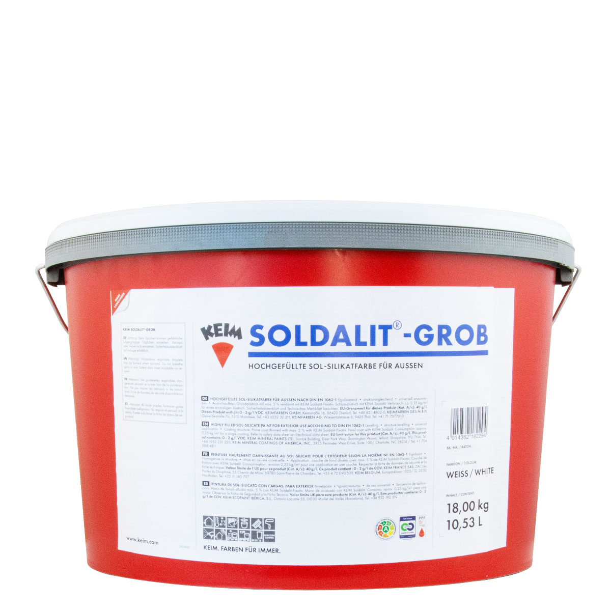Keim Soldalit Grob 18kg weiß, schlämmende Silikat Fassadenfarbe, Sol Silikatfarbe, Grundierfarbe