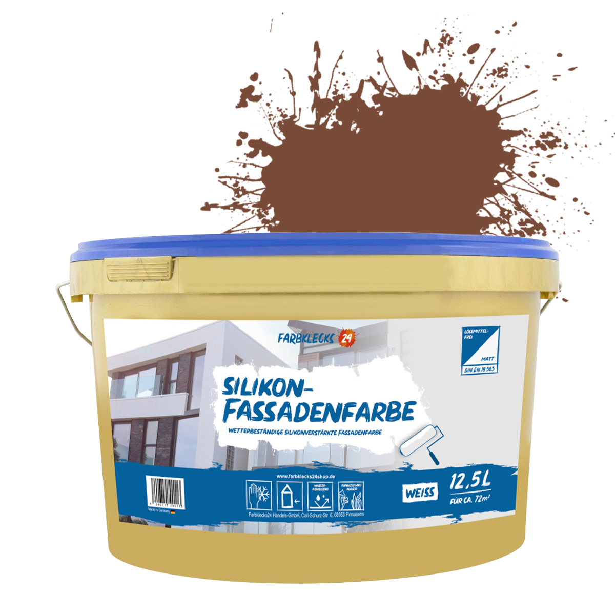 Farbklecks24 Silikon-Fassadenfarbe Color 2,5L Beige 1-0 wetterbeständig schmutzabweisend