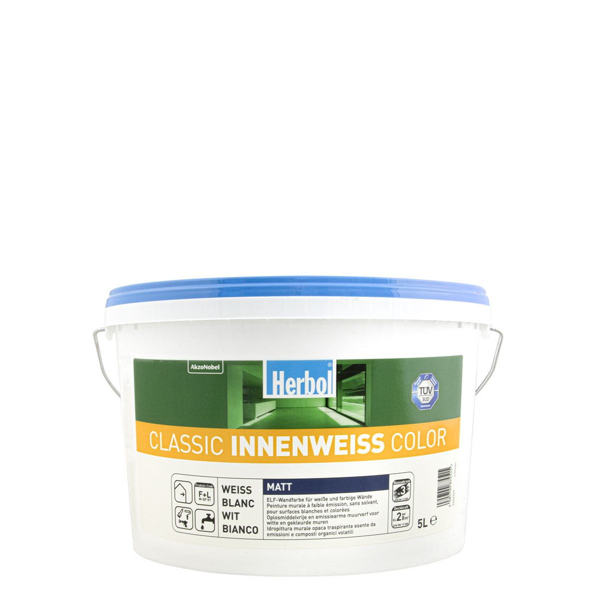 Herbol Classic Malerweiss 5L weiss, wirtschaftliche Wandfarbe, Innenfarbe