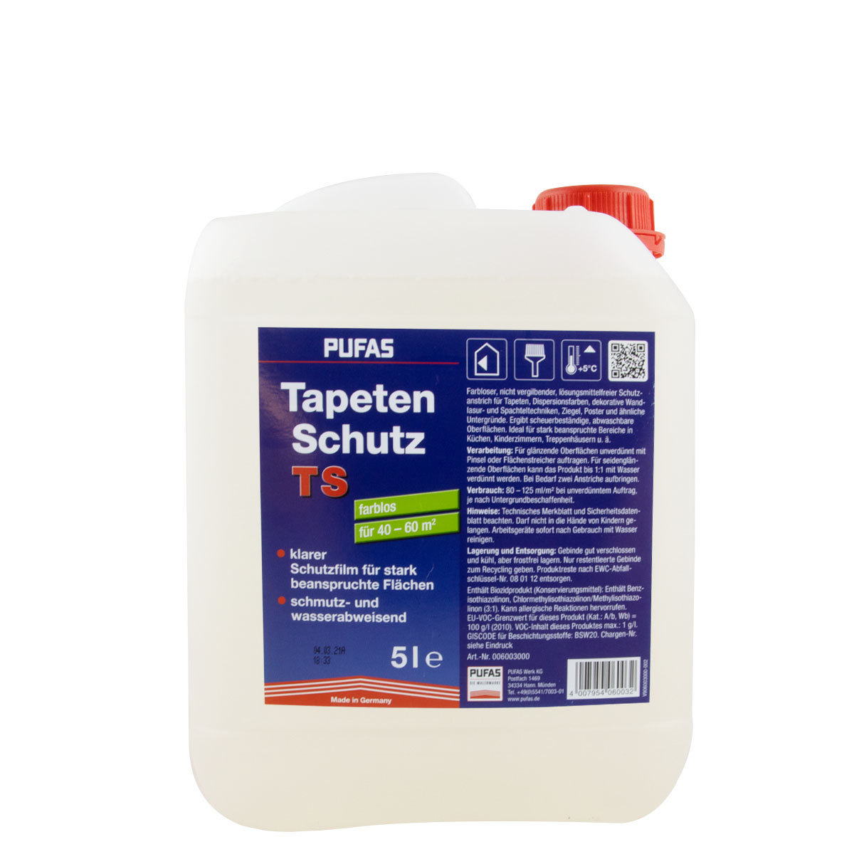 Pufas Tapetenschutz TS 5L farblos, glänzender Schutzanstrich