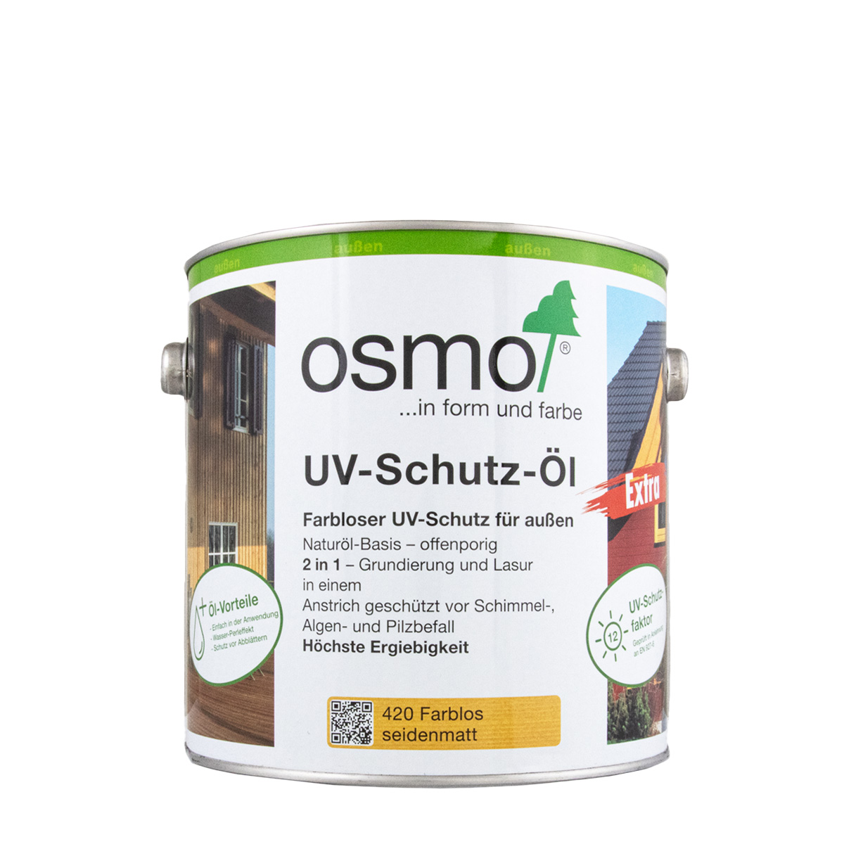 Osmo UV-Schutz-Öl 420 extra farblos seidenmatt 0,75L Holzschutzlasur, Holzlasur außen