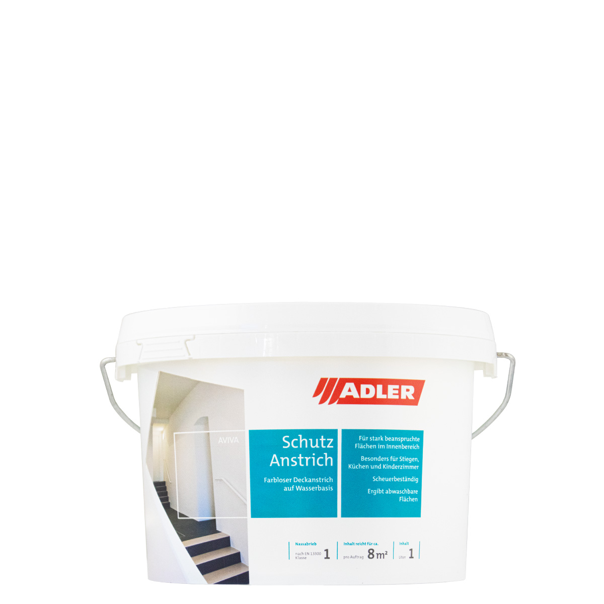 Adler Aviva Schutzanstrich 1L, farblos matt, für stark beanspruchte Wände