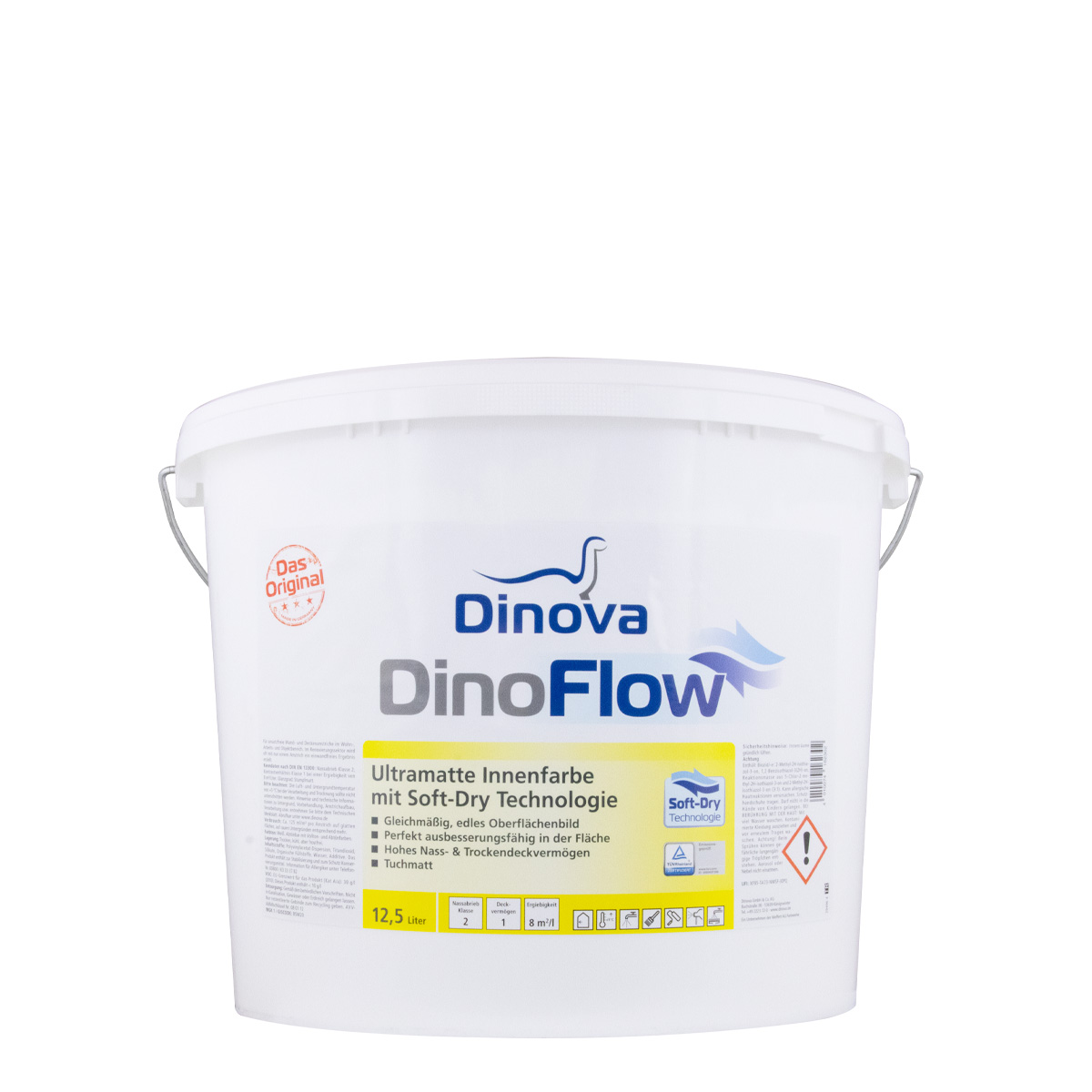 Dinova DinoFlow 12,5L weiß, ultramatte Wandfarbe, Dispersionsfarbe