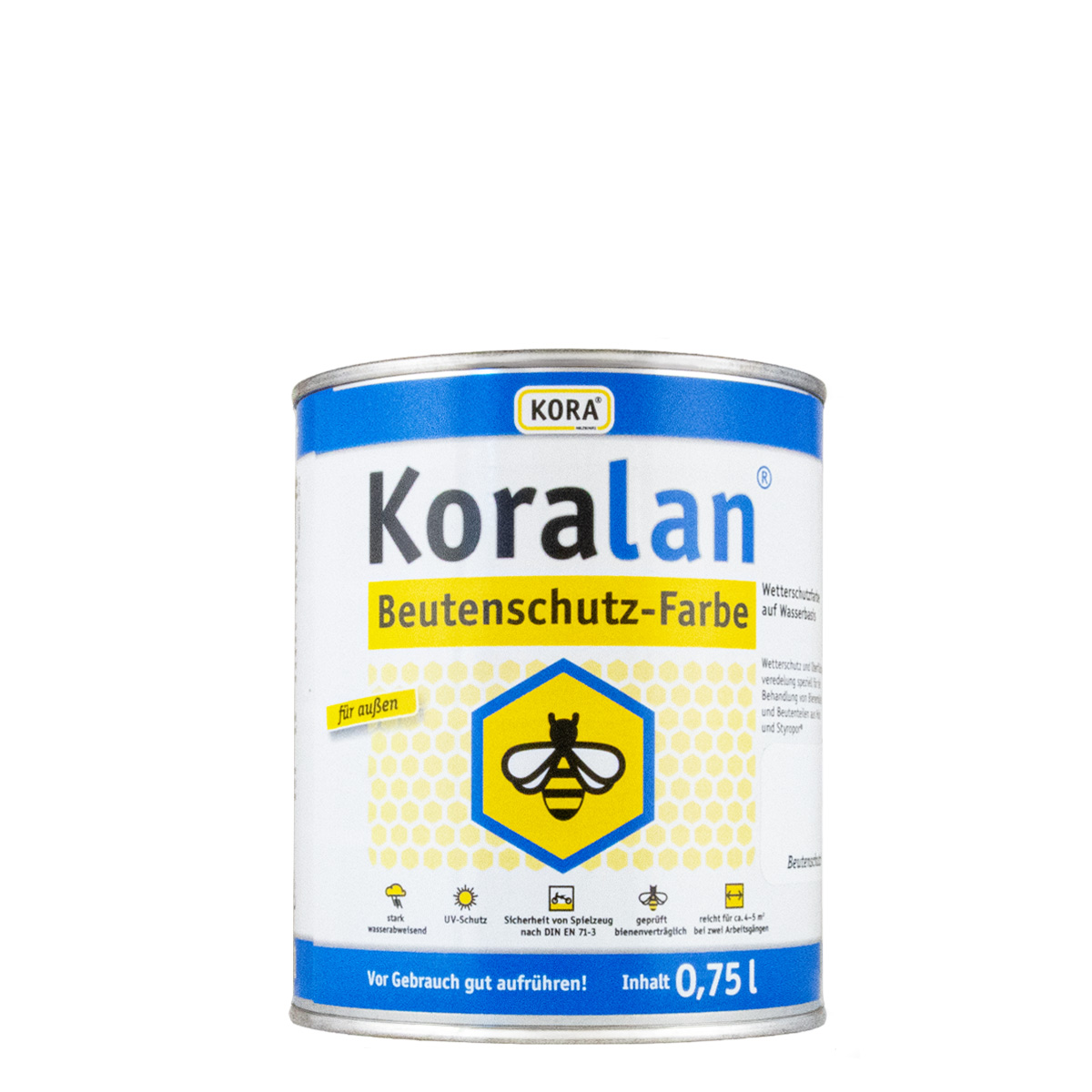 Koralan Beutenschutz-Farbe 750ml weiß, Bienen Farbe, Holzfarbe, Wetterschutzfarbe