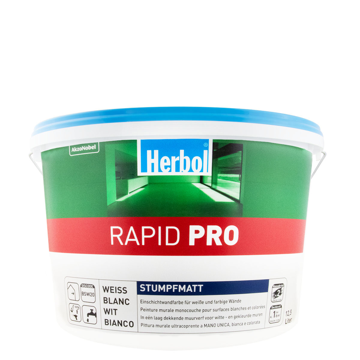 Herbol Rapid PRO 12,5L weiß, matte Wandfarbe, Dispersionsfarbe