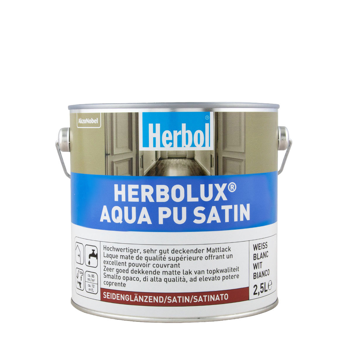 Herbol Herbolux Aqua Pu Satin 2,5L weiss, Acryllack, Holzlack