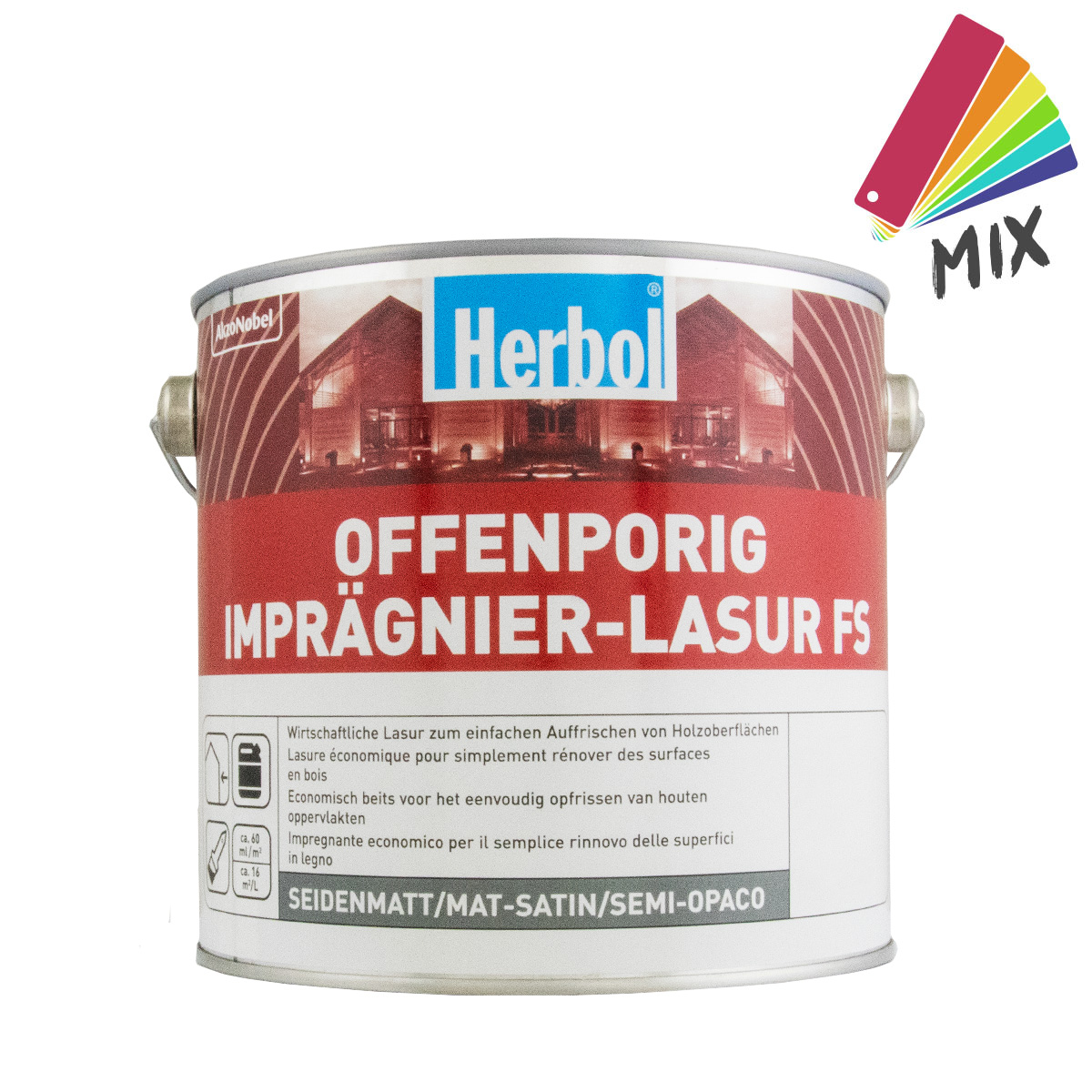 Herbol Offenporig Imprägnierlasur FS 2,5L 1210 kiefer dunkel, seidenmatte Holzlasur