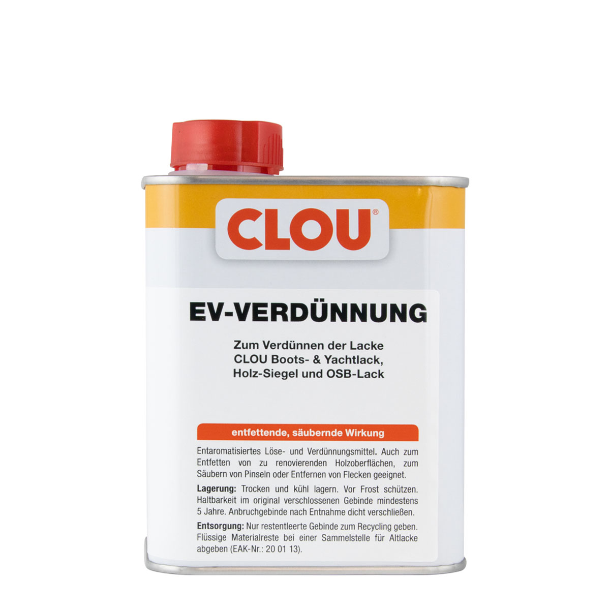 Clou EV-Verdünnung 750ml, Verdünner für Clou Lacke, Lösemittel, Reiniger