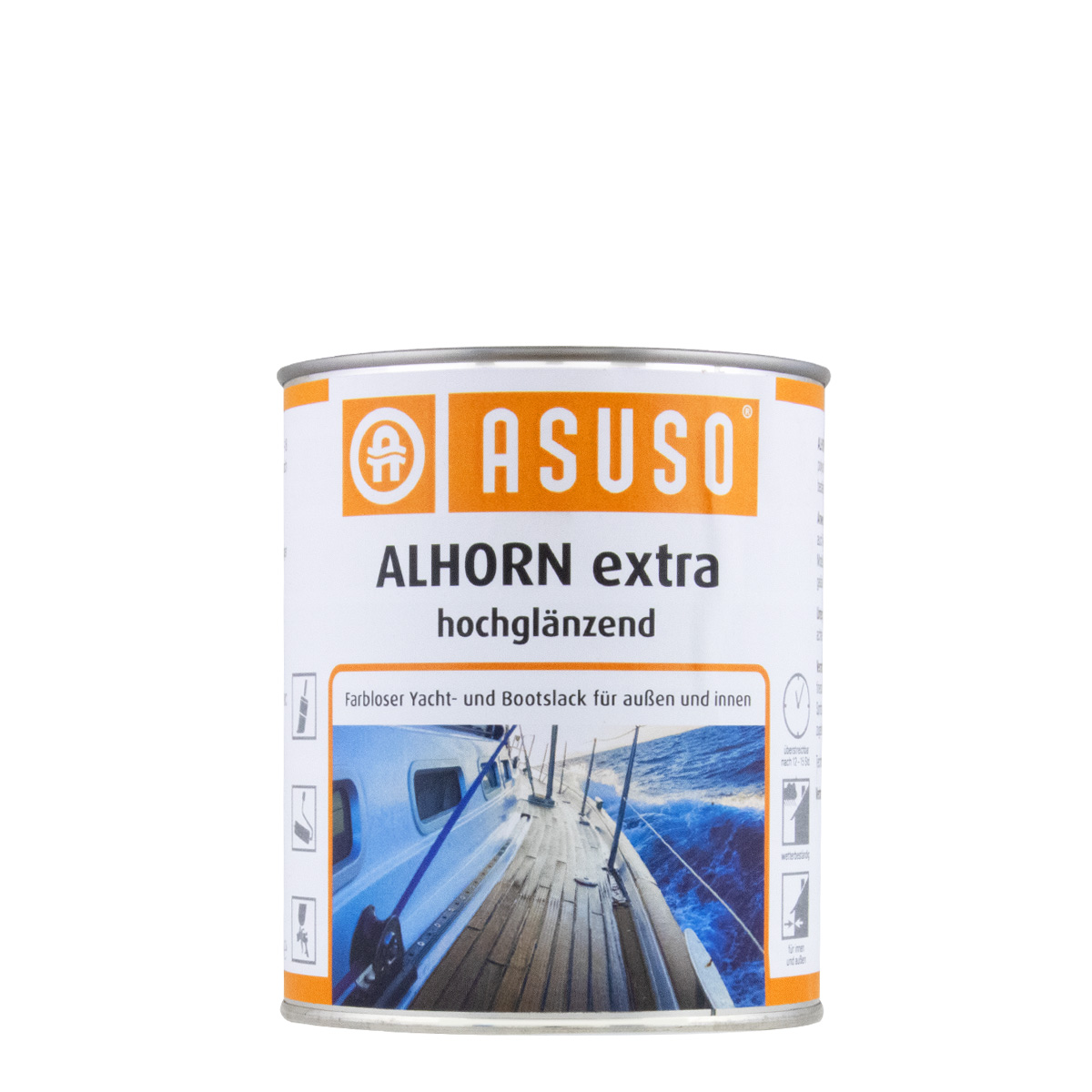 Asuso Alhorn extra 2,5L farblos, Yacht- und Bootslack, hochglänzend, Klarlack, Alkydharzlack