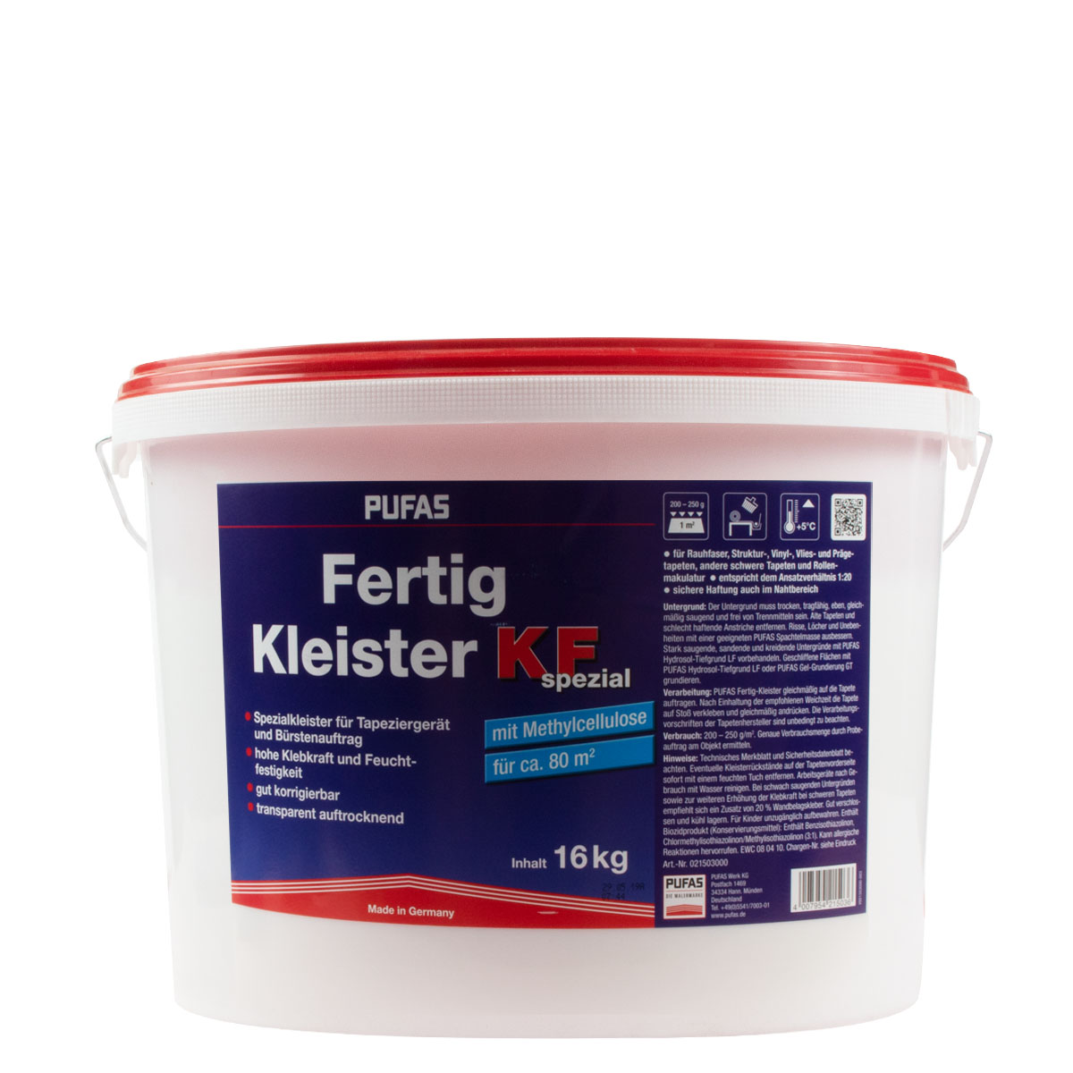 Pufas Fertig-Kleister KF Spezial 16kg, gebrauchsfertiger Tapetenkleister