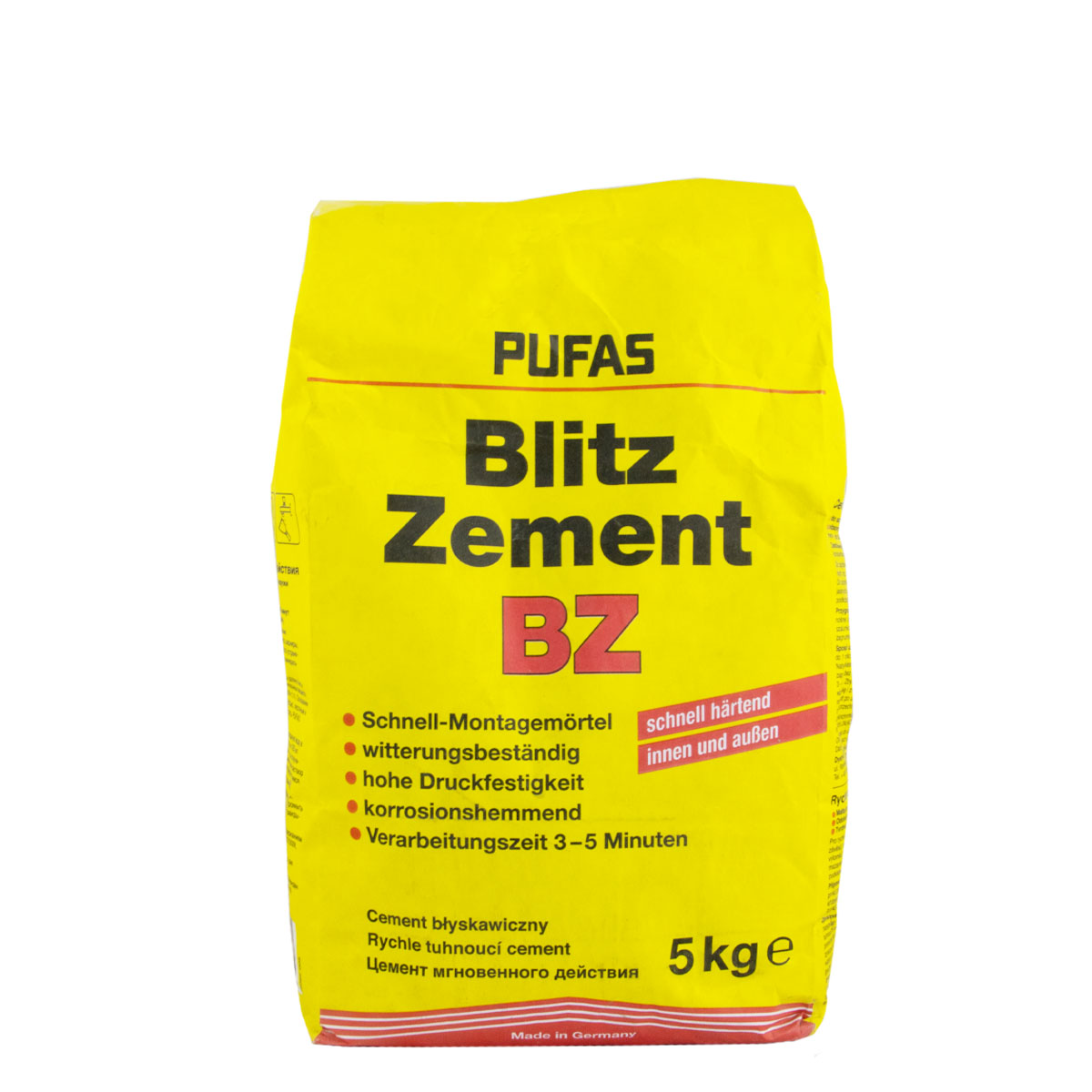 Pufas Blitzzement BZ 5kg, Reparaturmörtel, Montagemörtel