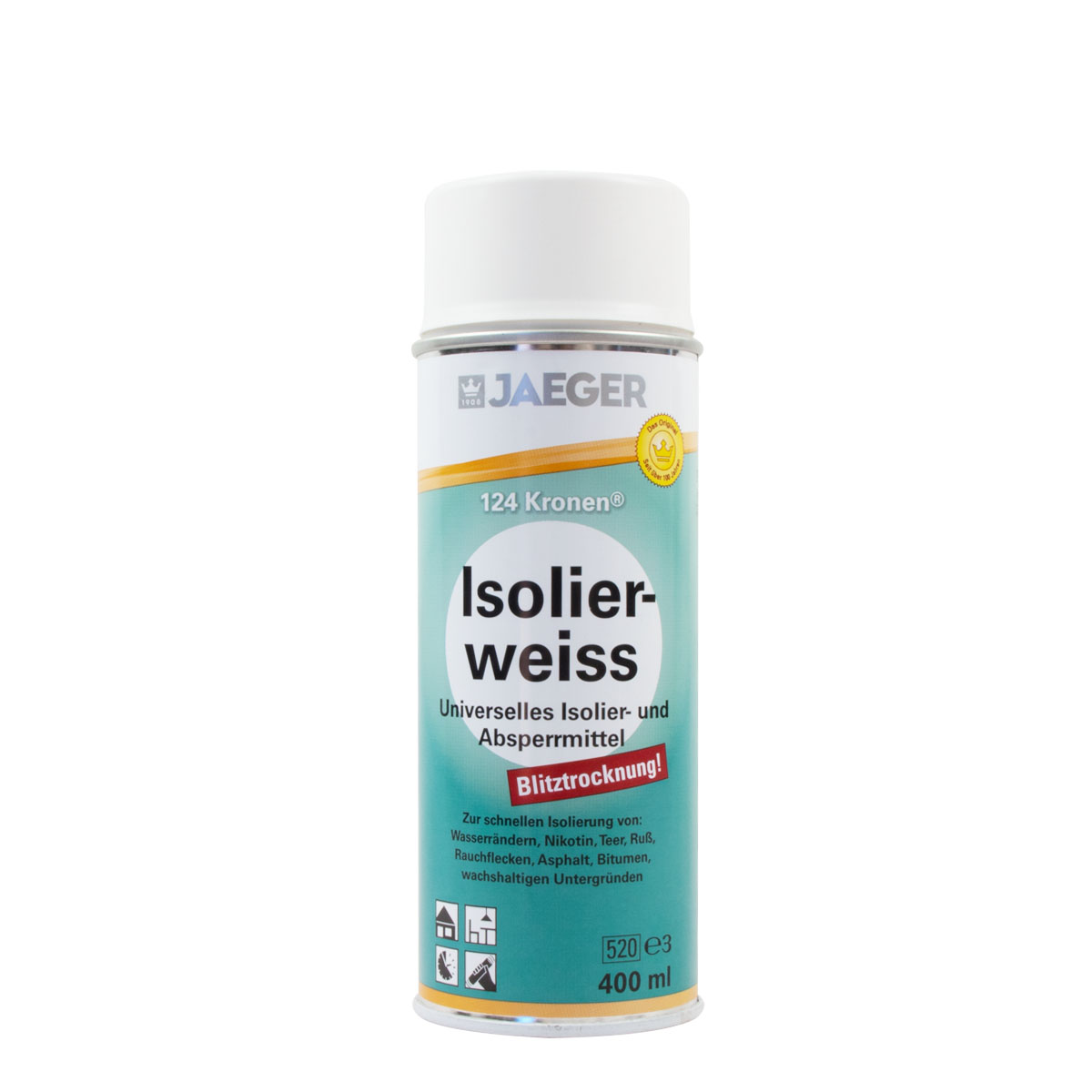 Jaeger Kronen Isolierspray weiß 124 400ml, Sperrgrund, Isoliergrund, Fleckenblocker