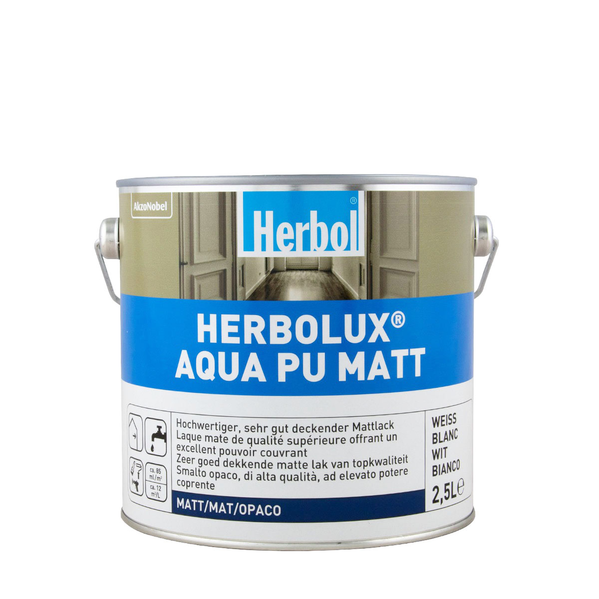 Herbol Herbolux Aqua Pu Matt 750ml weiss, Acryllack, Holzlack