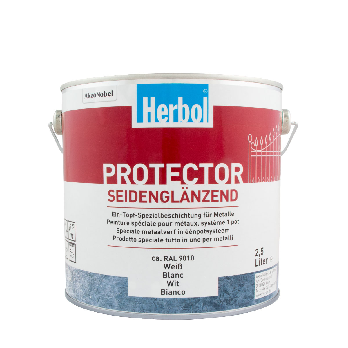 Herbol Protector weiss 750ml, seidenglänzend ca. RAL 9010; Metallschutzlack