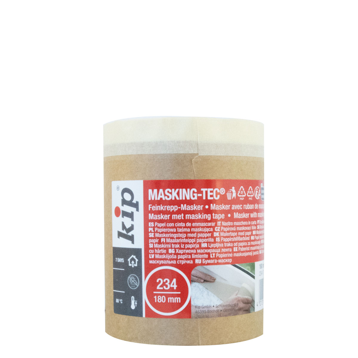 Kip 234 Papiermasker 18cm x 25m, Kreppband mit Abdeckpapier