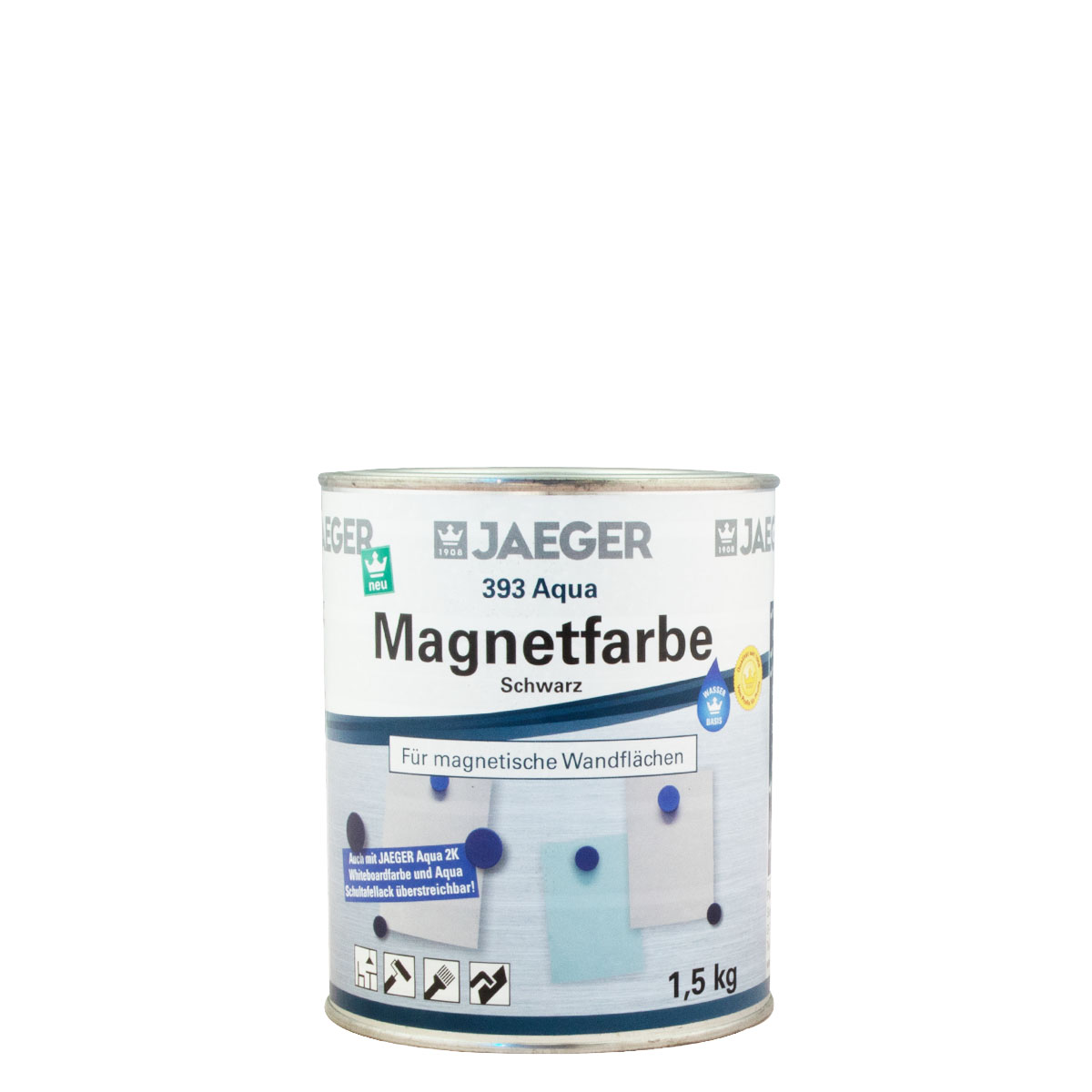 Jaeger Aqua Magnetfarbe 393 graphitgrau 1,5kg, magnetische Wandfarbe