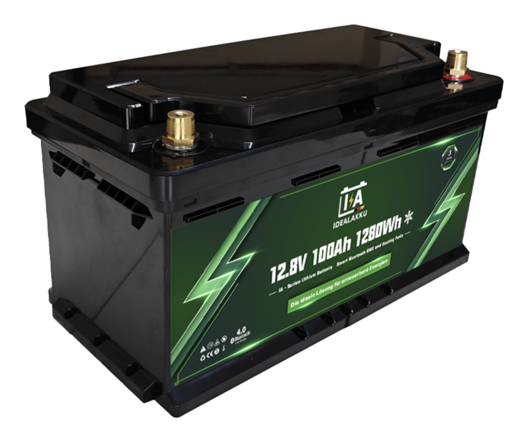 IDEALAKKU LiFePO4 Lithium Akku 12V 100AH mit APP Rangierhilfe Autark