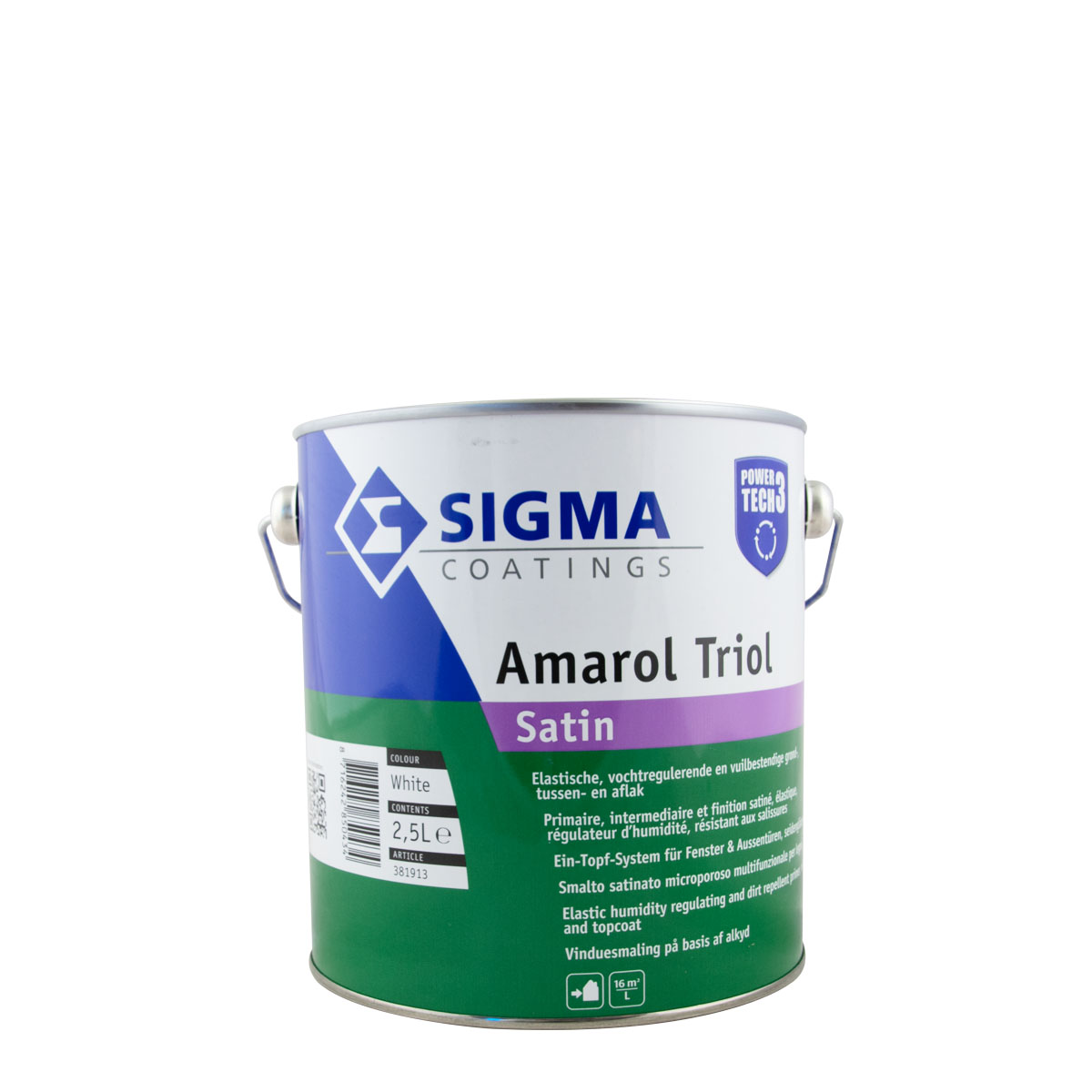 Sigma Amarol Triol Satin weiss 1L, seidenglänzender Fensterlack & Türenlack