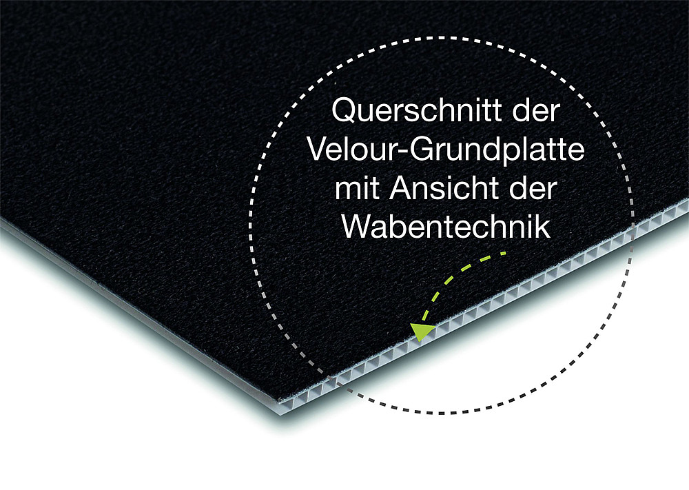 Purvario Basisplatte Kunststoff mit Velourstoff schwarz, 30 x 50 cm