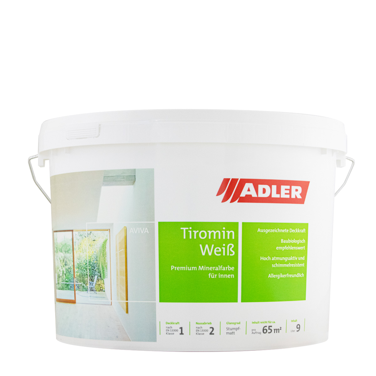 Adler Aviva Tiromin Weiß Silikatfarbe 3L weiß, Allergiker geeignete Mineralfarbe
