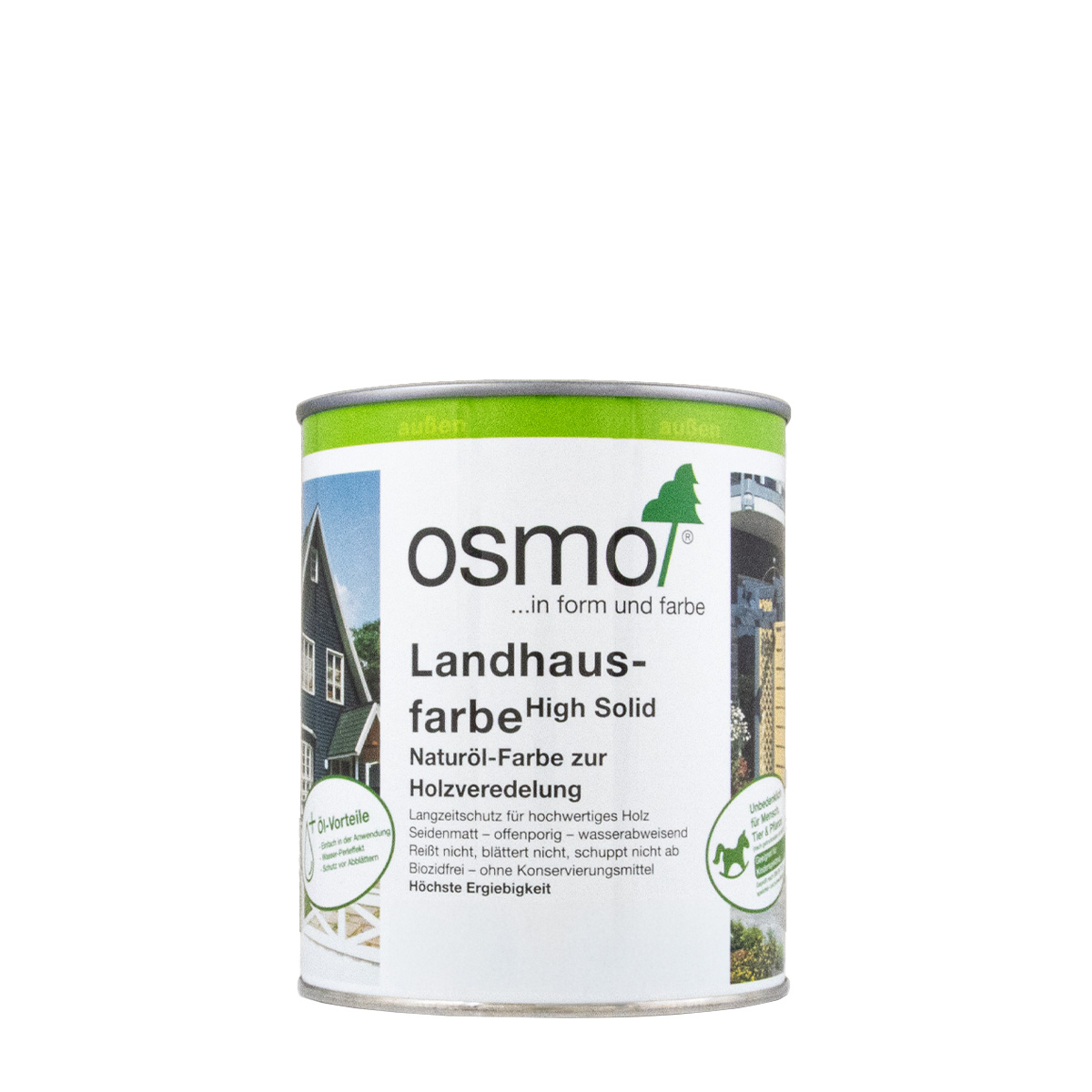 Osmo Landhausfarbe High Solid 2308 nordisch rot deckend 2,5L, deckende Holzfarbe, Holzschutzfarbe, Wetterschutzfarbe