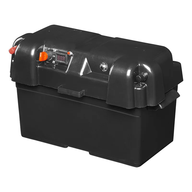 Batteriebox mit 2x USB 1x 12V Steckdose - Voltmeter