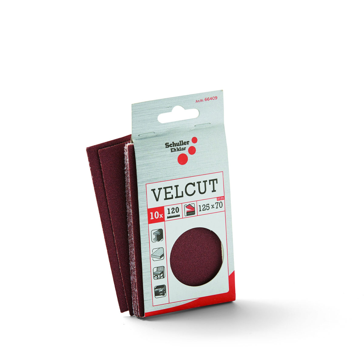 Schuller Schleifpapier Velcut 125x70mm (10Stück) P40 #66404 ,Schleifpapierzuschnitte mit Klettverschluss