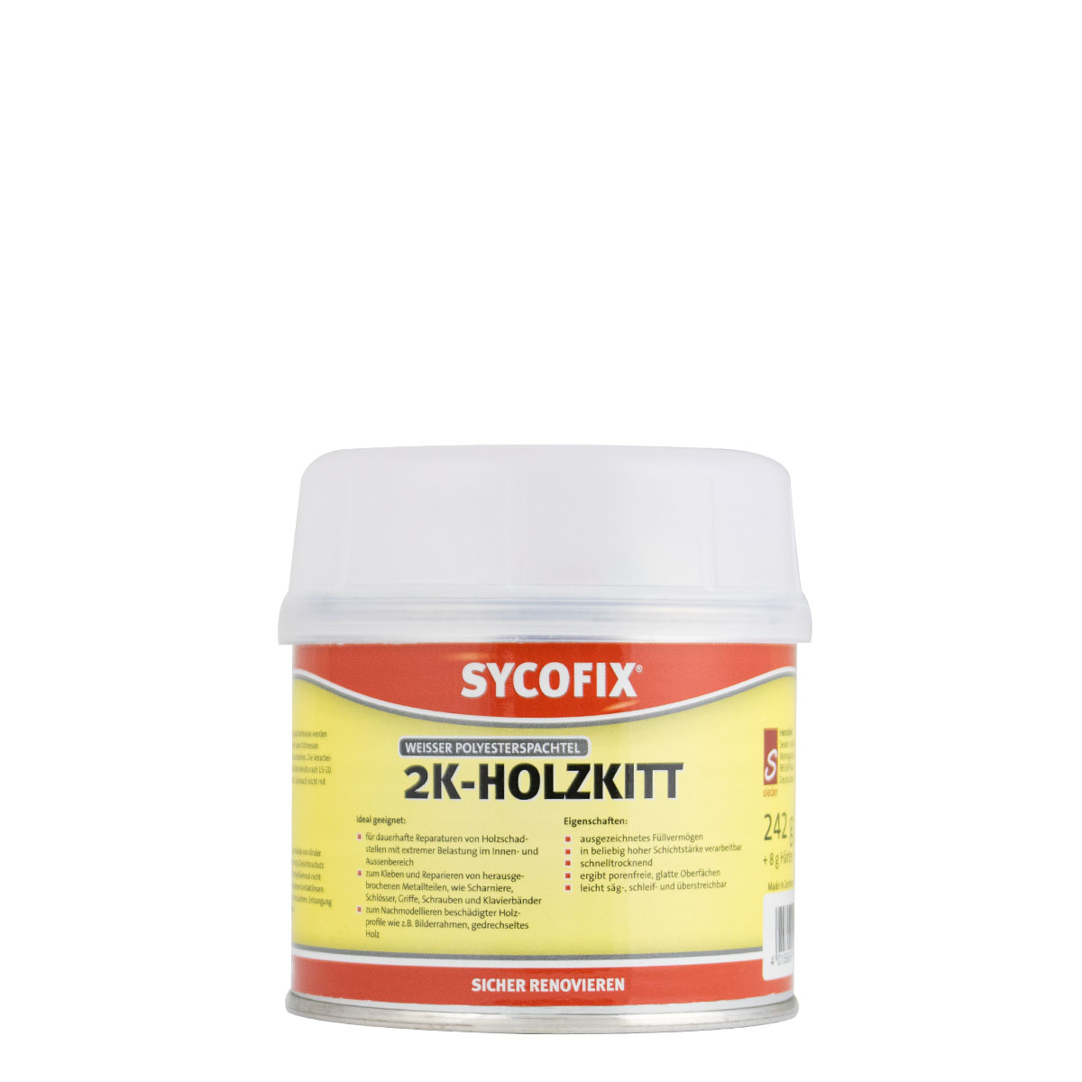 Sycofix 2K-Holzkitt 250g weiß, Spachtelmasse, Polyesterspachtel