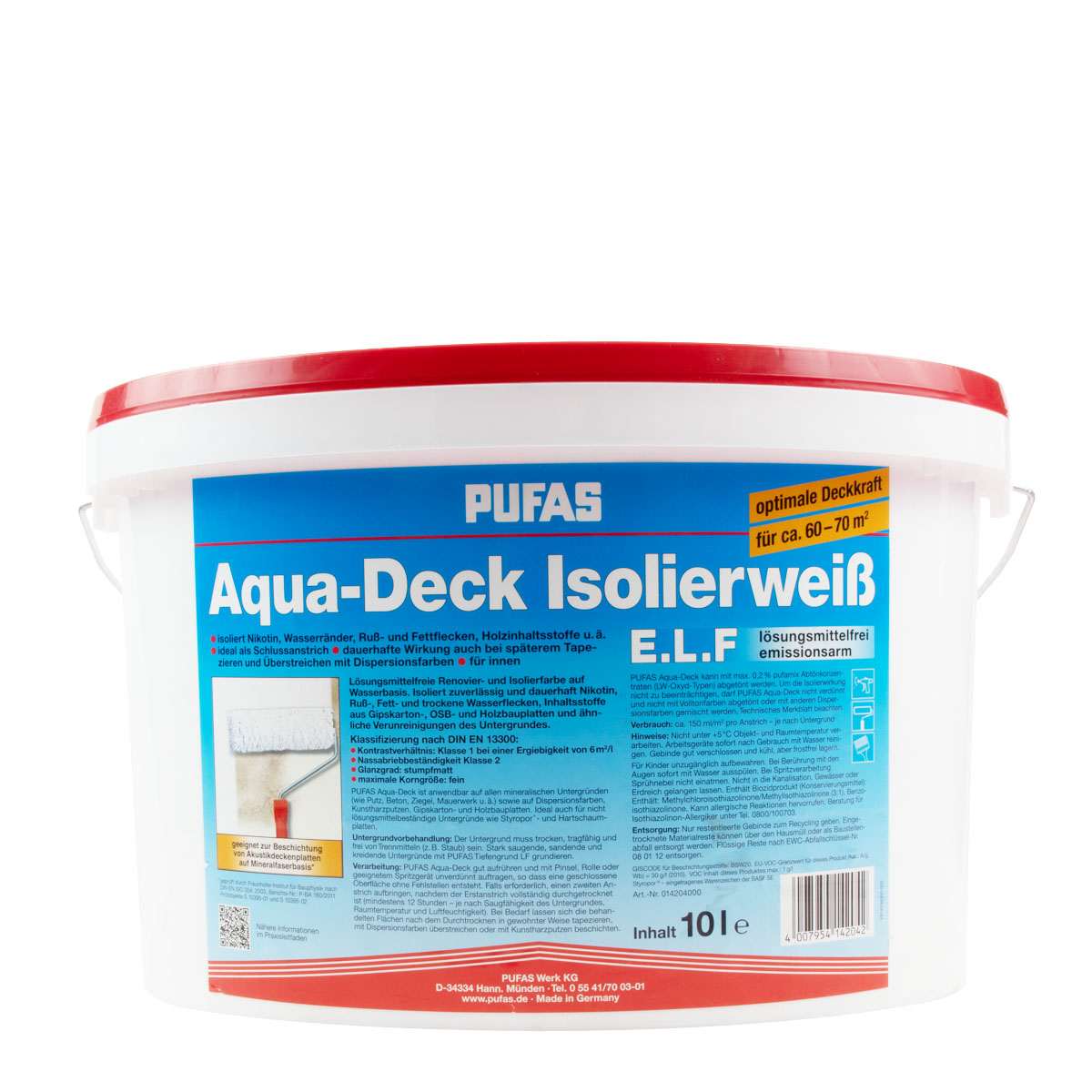 Pufas Aqua-Deck Isolierweiß AD 750ml weiß, Wandfarbe, Isolierfarbe, Nikotinfarbe