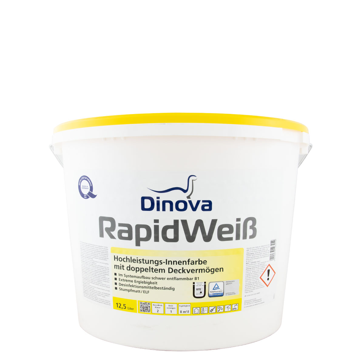 Dinova Rapidweiß 5L weiss, Hochleistungs Wandfarbe, Dispersionsfarbe