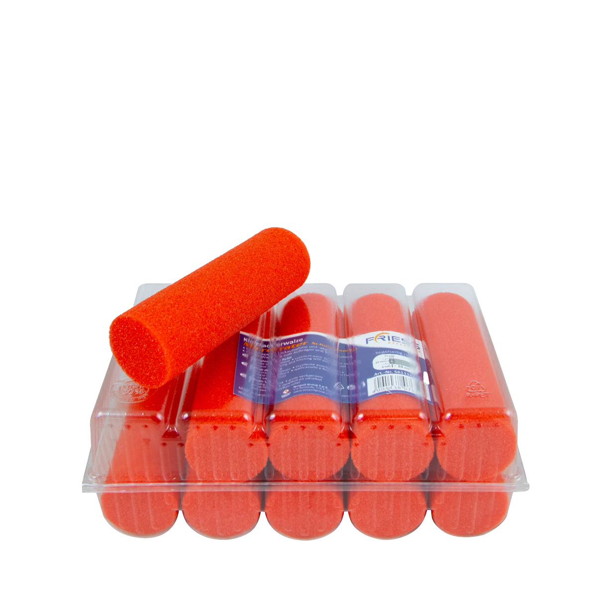 10x Friess MicroCrater Heizkörperwalze beids. rund, 10cm, Schaumwalze, Kleinflächenwalze