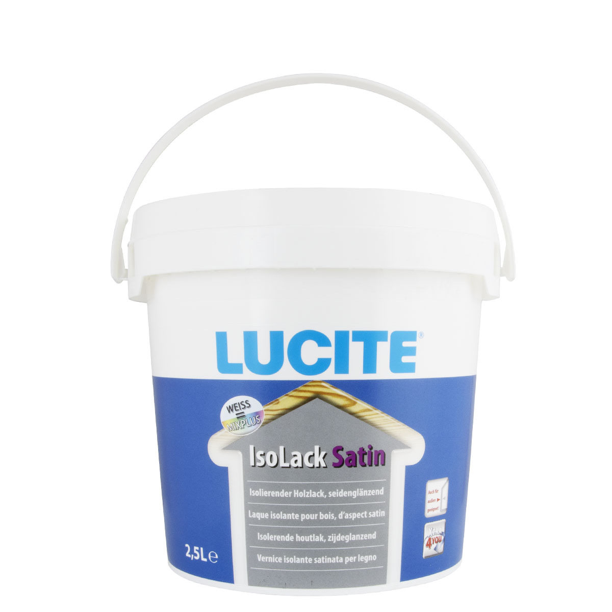 Lucite 154 Isolack Satin 2,5L weiss, seidenglänzender Holzlack, isolierend, Holzdeckenfarbe