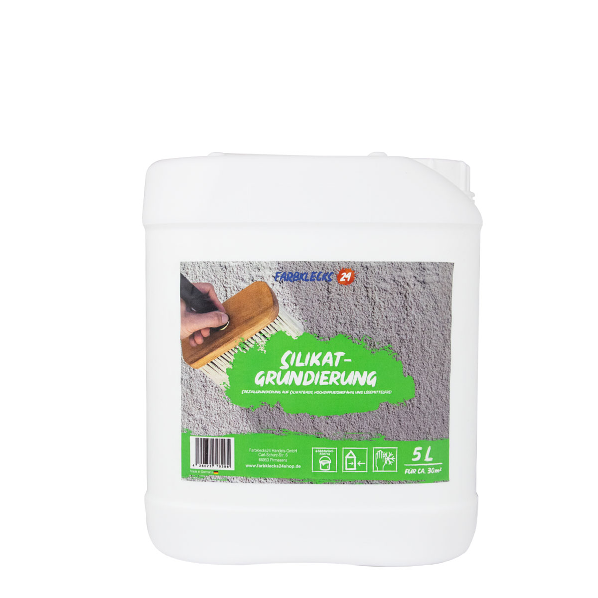 Farbklecks24 Silikat Grundierung 5L, Tiefengrund, Haftgrund, lösemittelfrei