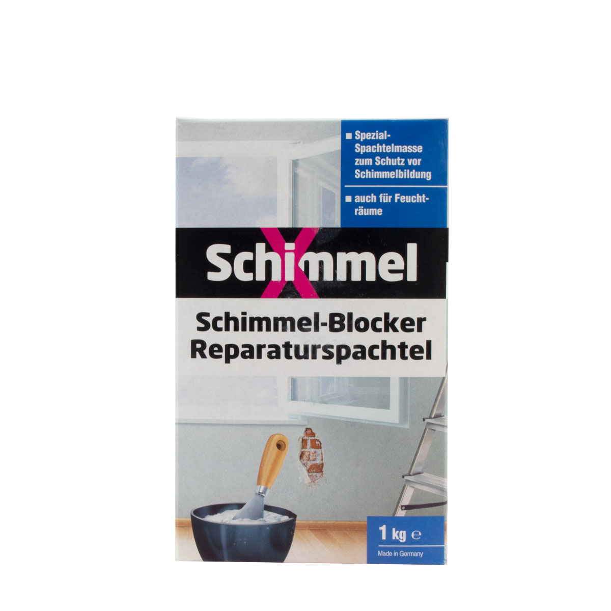 SchimmelX Schimmel-Blocker Reparaturspachtel 1kg, feuchtigkeitsbeständige Spachtelmasse