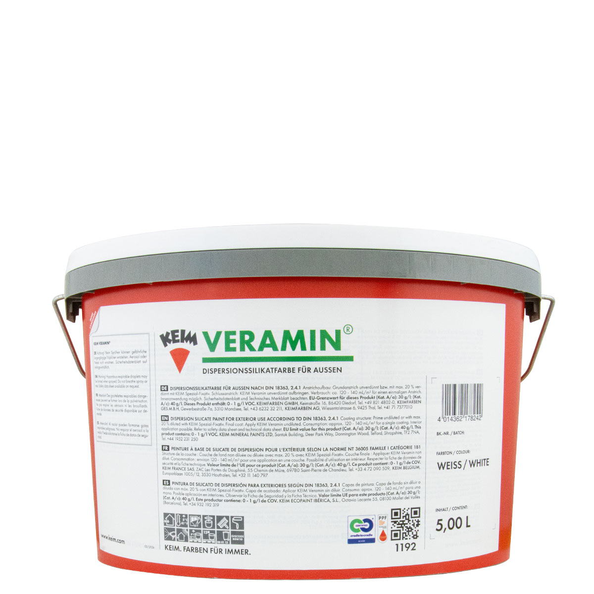 Keim Veramin 12,5L weiß, Fassadenfarbe, Wandfarbe, Silikatfarbe