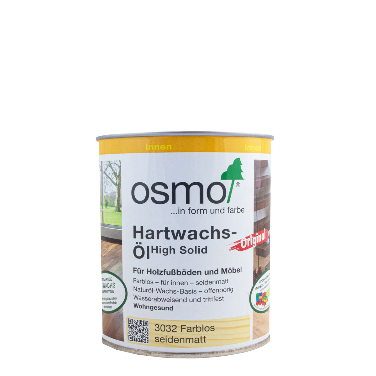 Osmo Hartwachs-Öl Original 3032 farblos seidenmatt 750ml, High Solid Holzöl, Holzpflegeöl, Holzwachs