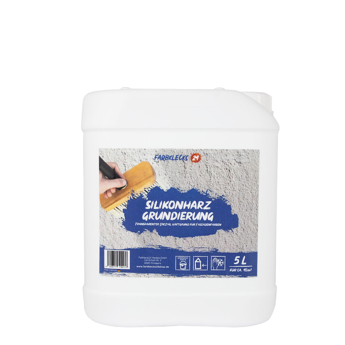 Farbklecks24 Silikonharz Grundierung 5L, verfestigt, Siliconharz-Tiefgrund, Haftgrund